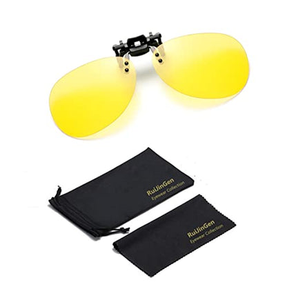 Clip on Flip up Polarized Lens For Prescription Glasses UV Protection Sunglasses (Clear lenses not Polarized) - color: Style B Yellowbluegreyred