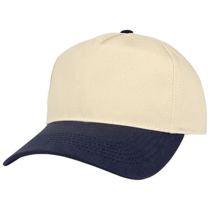 E BY ELIDAN Two Tone A-Frame Trucker Hat, 5-Panel Blank Baseball Snapback - color: Stone Navy