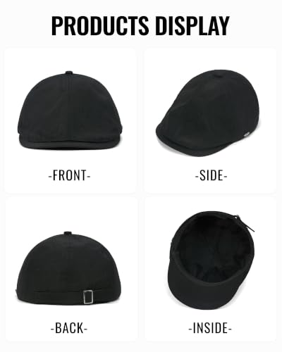 CLAPE Lightweight Breathable Flat Hat, Water-Resistant Newsboy Cap - color: Nb2609-black