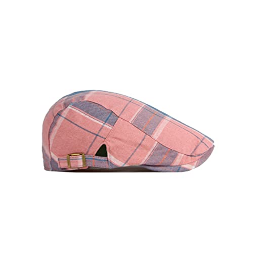 WITHMOONS Adjustable Colorful Plaid Flat Cap Newsboy Cabbie Gatsby Golf Beret Hat YZ30109 - color: Pink
