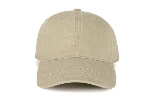 Edoneery Baseball Cap for Men and Women, Low Profile Washed Cotton Dad Hat - color: Beige