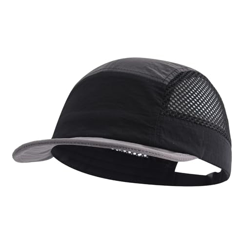 Soft Short Brim Hats Mens 5 Panel Baseball Cap Mesh Breathable Dad Hat Multi Color Running Hats Quick Dry Sports Cap - color: Mg-wcwmdym2536-black