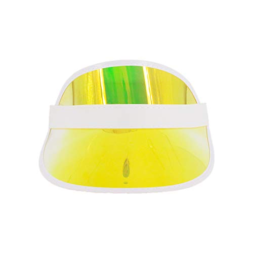 Giovacker Womens Mens PVC Clear Colorful Sun Visor Hats - color: 1pcs Yellow With White Border
