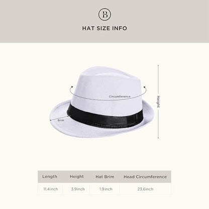 BABEYOND 1920s Mens Gatsby Gangster Accessories Set Panama Hat Suspender Bow Tie - color: White Set