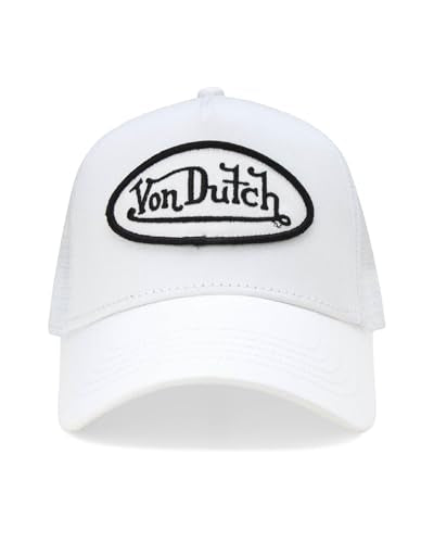 Von Dutch Unisex Trucker Hat - Retro Classic Solid Color Mesh Back Snapback Baseball Cap for Men & Women. - color: White