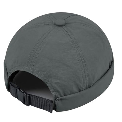 Clakllie Quick Dry Brimless Docker Cap for Men Summer Beanie Sailor Skullcap Lightweight Waterproof Adjustable No Brim Hat - color: S-ct81-grey