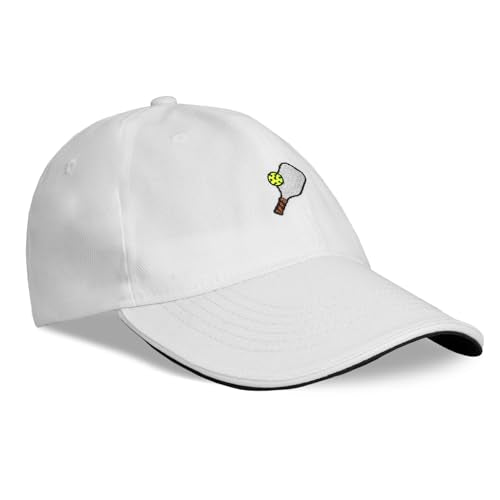 Headsweats Dad Hat – Men's Embroidered Twill Baseball Cap, Adjustable Strapback, Lightweight, Breathable - color: White/Pickleball