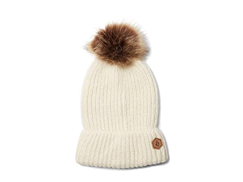 Volcom Women's Lula Faux Fir Pom Snow Beanie - color: Off White S3