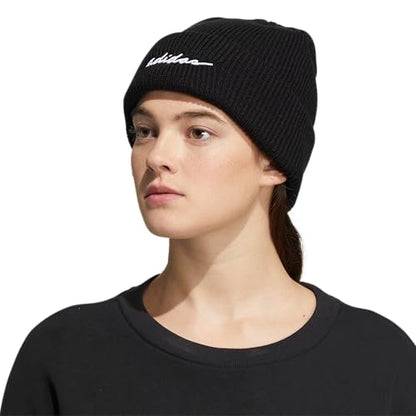 adidas Women's Script Fold Beanie - color: Black, size: One Size
