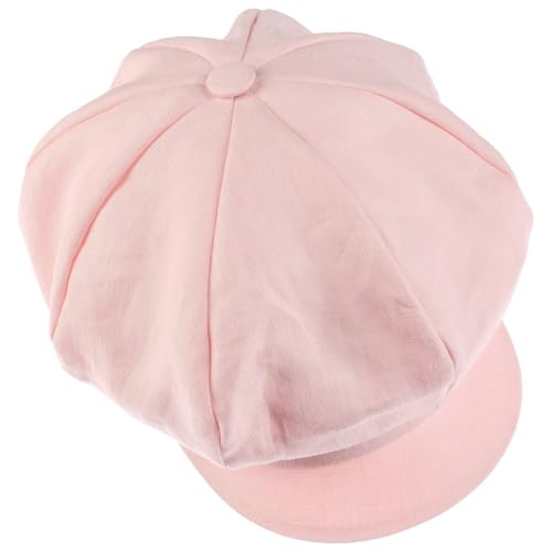 Lipodo Classic Baker Boy Cap Made in Italy Linen Cotton Ladies Elastic Band Spring Summer - color: Rose