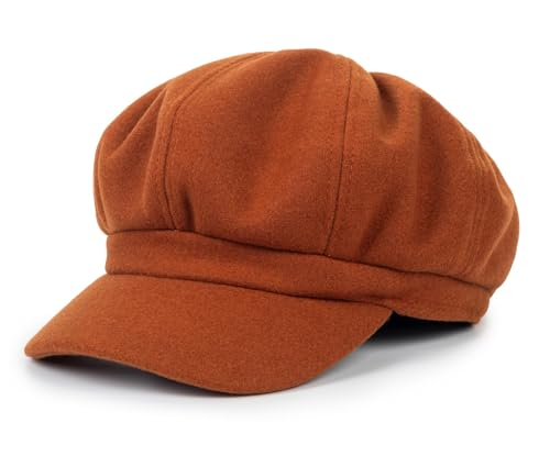 Octagonal-Beret-Hat-Women Classic 8 Panels Newsboy Cabbie Cap French Gatsby Hats Painter Paperboy Hats for Girls Teens - color: Brwon