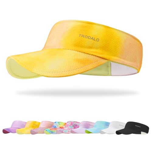 Kids Sun Visor Hats for Girls Boys, Packable Cooling Stretchy Visor - color: Yellow