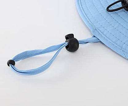 Kids Sun Protection Hat Quick Dry Adjustable Wide Brim Bucket Hat for Boys Girls Summer Fishing Hiking - color: Aqua Blue