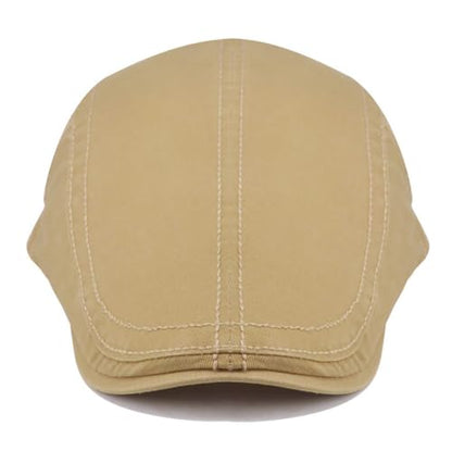 Initlove Mens Newsboy Cap Cotton Ivy Hat Beret Hats for Driving - color: Khaki