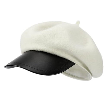 Women Classic Wool Blend Berets Elegant Flat Beret Caps Retro Peaked Cap Hats Autumn Winter Hat Solid Color - color: Beige