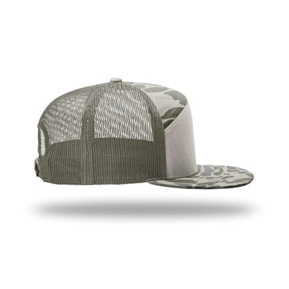 Richardson 168 Hi-Pro 7 Panel Adjustable Snapback Trucker Mesh Back Cap - color: Marsh Duck Camo/Loden