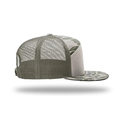 Richardson 168 Hi-Pro 7 Panel Adjustable Snapback Trucker Mesh Back Cap - color: Marsh Duck Camo/Loden