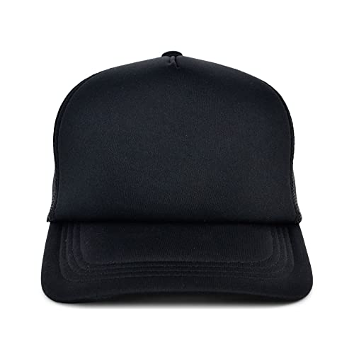 Lids Blank Basic Foam Trucker Adjustable Snapback Hat - color: Black/Black