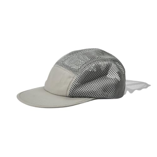 FASHIXD Mesh 5 Panel Runner Hat for Men Flat Brim Quick Dry Running Hat - color: Light Gray