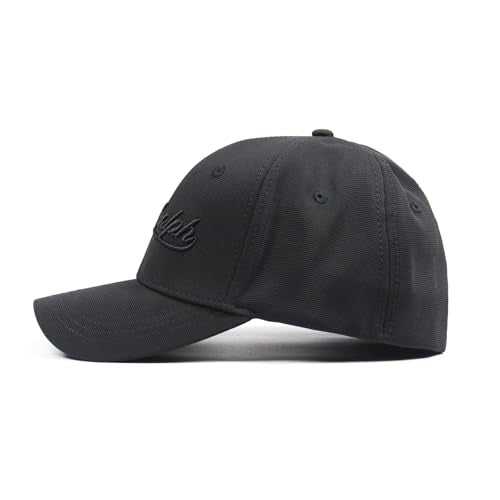 Men's Stretch Full Closed Baseball Caps Letter Embroidery Fitted Cap 6 Panels Structured Elastic Closed Back Hat K155 - color: Black-l