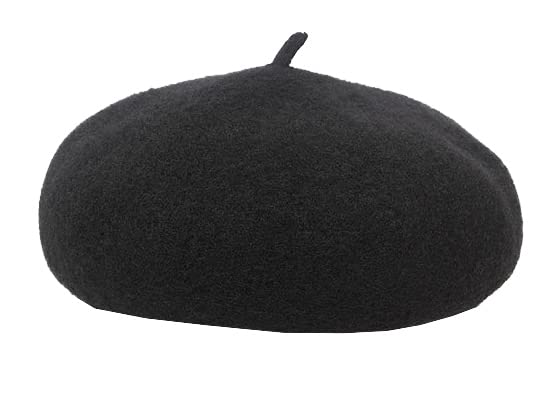 French Beret Hat for Women Solid Beanie Cap Stretchable Winter Warm Beret - color: Black