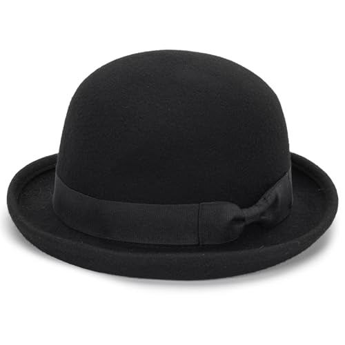 Bowler Fedora Hat with Rolled Brim - 1920s Classic Wool Derby Hats for Man Woman