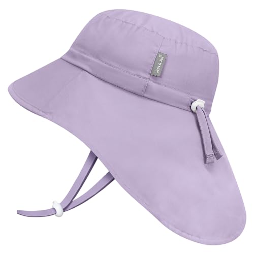JAN & JUL Girls' Grow-with-Me Cotton Xplorer Sun Hat with Large Brim - color: Dusty Purple, size: 6-24 Months
