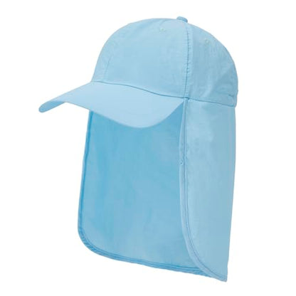 American Trends Mens Sun Hat with Neck Flap, UV Protection Outdoor Flap Hat, Packable Soft Fishing Hiking Gardening Hat - color: Blue