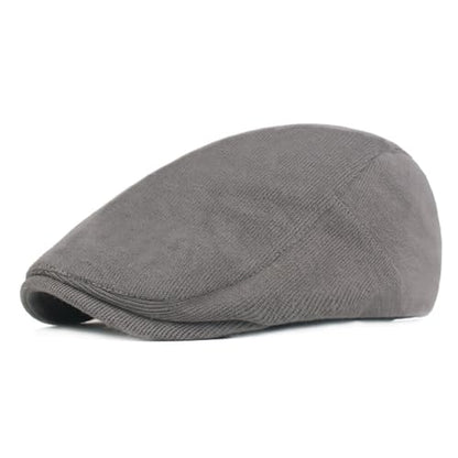 Classic Flat Cap for Men Adjustable Beret Newsboy Hat Breathable Cotton Golf Flat Cap Gatsby Driving Hunting Hat - color: Gray