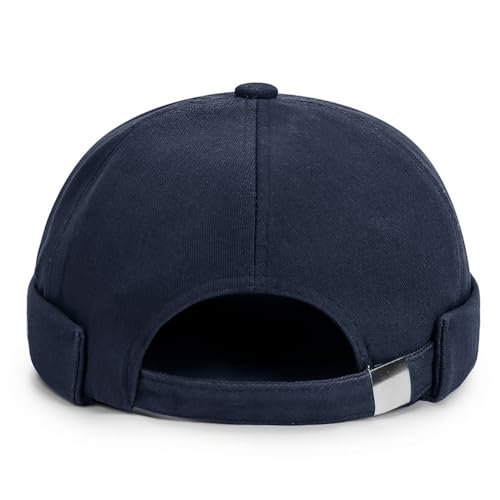 DIYDECAL Brimless Docker Cap,Skullcap Beanie, Retro Sailor Hat for Mens Womens - color: Navy Blue