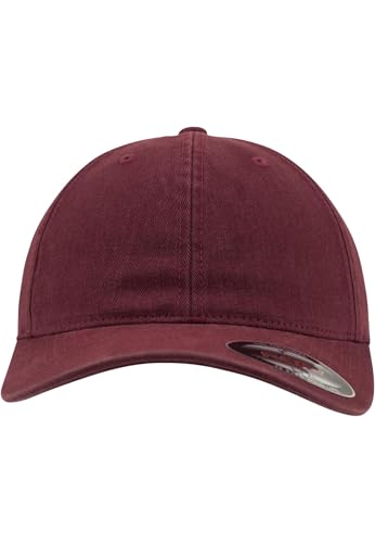 Flexfit Garment Washed Cotton Dad Hat Caps, Unisex, Garment Washed Cotton Dad Hat - color: Maroon, size: Large-X-Large