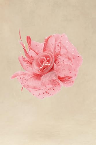 BABEYOND Fascinators Hats for Women Tea Party Flower Tulle Bead Derby Hat - color: Watermelon Red