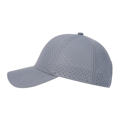 FEINION Men Laser Mesh Breathable Snapback Baseball Cap - color: Grey
