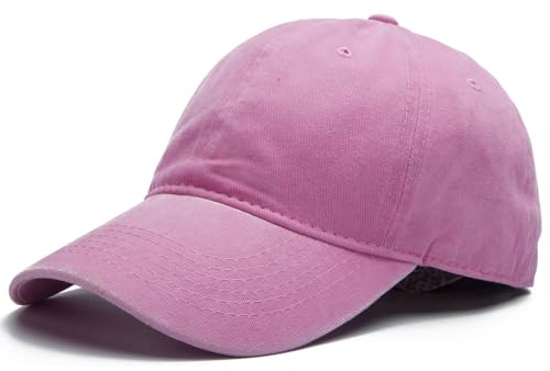 Edoneery Baseball Cap for Men and Women, Low Profile Washed Cotton Dad Hat - color: Pink