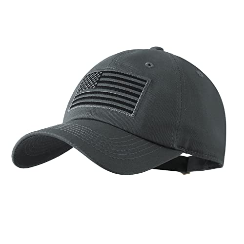 IIN American Flag Baseball Cap for Men Women Low Profile USA Army Tactical Operator Military Plain Dad Hat - color: Dark Gray