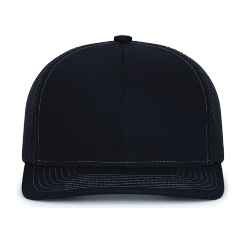 Pacific Headwear Contrast Stitch Trucker Snapback - color: Black/Graphite