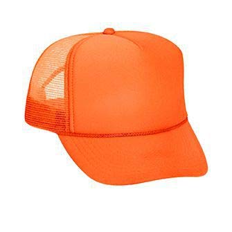 OTTO Neon Polyester Foam Front 5 Panel High Crown Mesh Back Trucker Hat - color: N. Orange