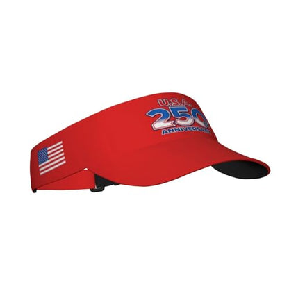 USA Visor Hat Sun Adjustable Sports Beach Cap Men Women Adults - color: 250th Anniversary-red 2