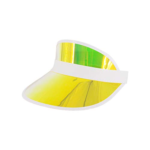 Giovacker Womens Mens PVC Clear Colorful Sun Visor Hats - color: 1pcs Yellow With White Border
