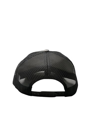 Ashen Fane Faux Suede Polyester Blend 5 Panel Classic Flat or Round Visor Adjustable Snapback Mesh Back Trucker Hat - color: Round - Grey