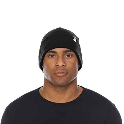 100% Merino Wool Cuff Beanie - Warm Winter Hat - Novelty Beanie - Toque - color: Black