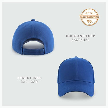 2-Pack Classic Structured Baseball Cap Adjustable Snapback Ball Caps - color: Royal