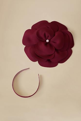 BABEYOND Fascinators Hats for Women Layered Flower Tea Party Derby Hats - color: Wine Red