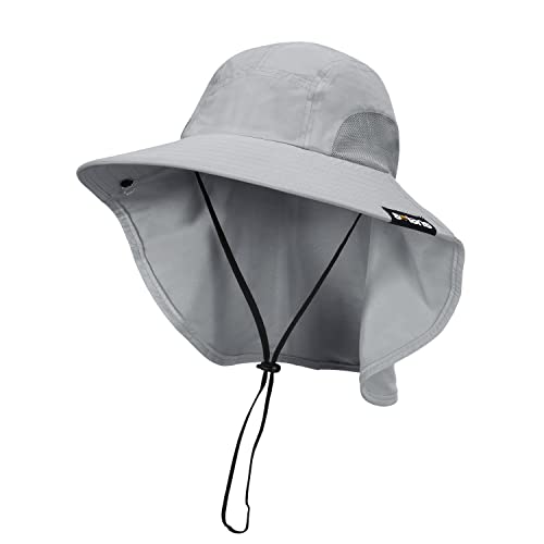 Tirrinia Wide Brim Sun Hat with Neck Flap for Men & Women - color: Gray