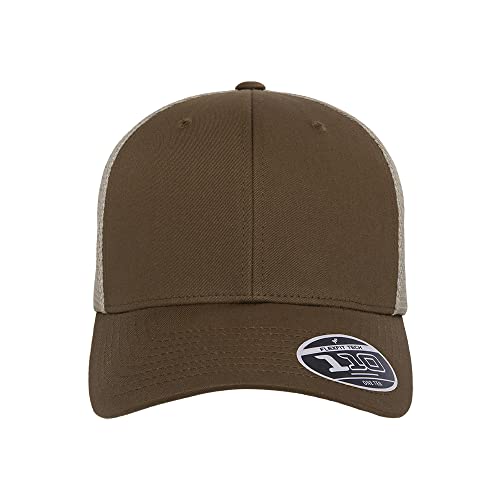 Flexfit 110M Trucker Mid-Profile Mesh Back Snapback Cap - color: Coyote Brown/Khaki