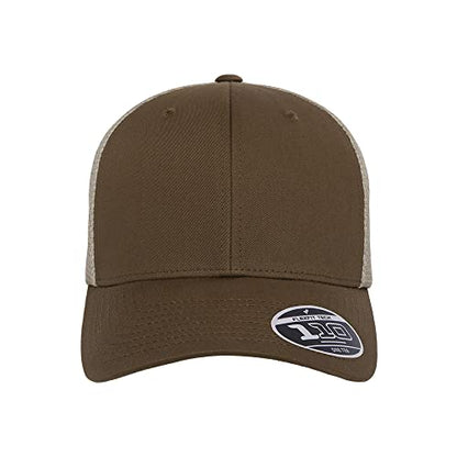 Flexfit 110M Trucker Mid-Profile Mesh Back Snapback Cap - color: Coyote Brown/Khaki