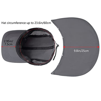 BASSDASH UPF 50+ Fishing Hat, Baseball Cap with Removable Neck Flap - color: Dark Grey With Unfoldable Brim