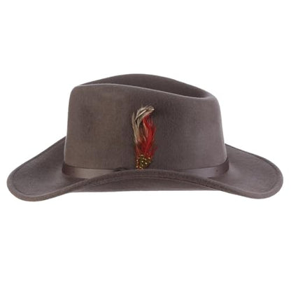 Scala - Outback Hat for Men, Wool Felt Sun Hat, Wide Brim UV Protection - color: Grey, size: Small
