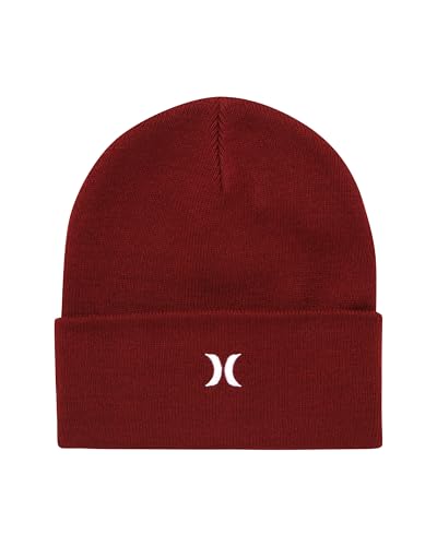 Hurley Mens Heavyweight Slouchy Fit Icon Cuffed Beanie Winter Hat - color: Noble Red