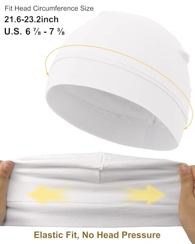 3-Pack 100% Cotton Skull Cap for Men Women Helmet Liner Caps - color: 3pcs-white,pink,purple